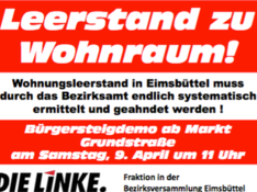 Leerstand zu Wohnraum Wohnungsleerstand in Eimsbüttel muß durch das Bezirksamt endlich systematisch bekaempfte werden.